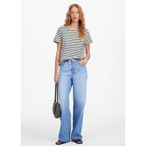 NWT Madewell The Perfect Crewneck Tee in Allday Jersey Medium White Black